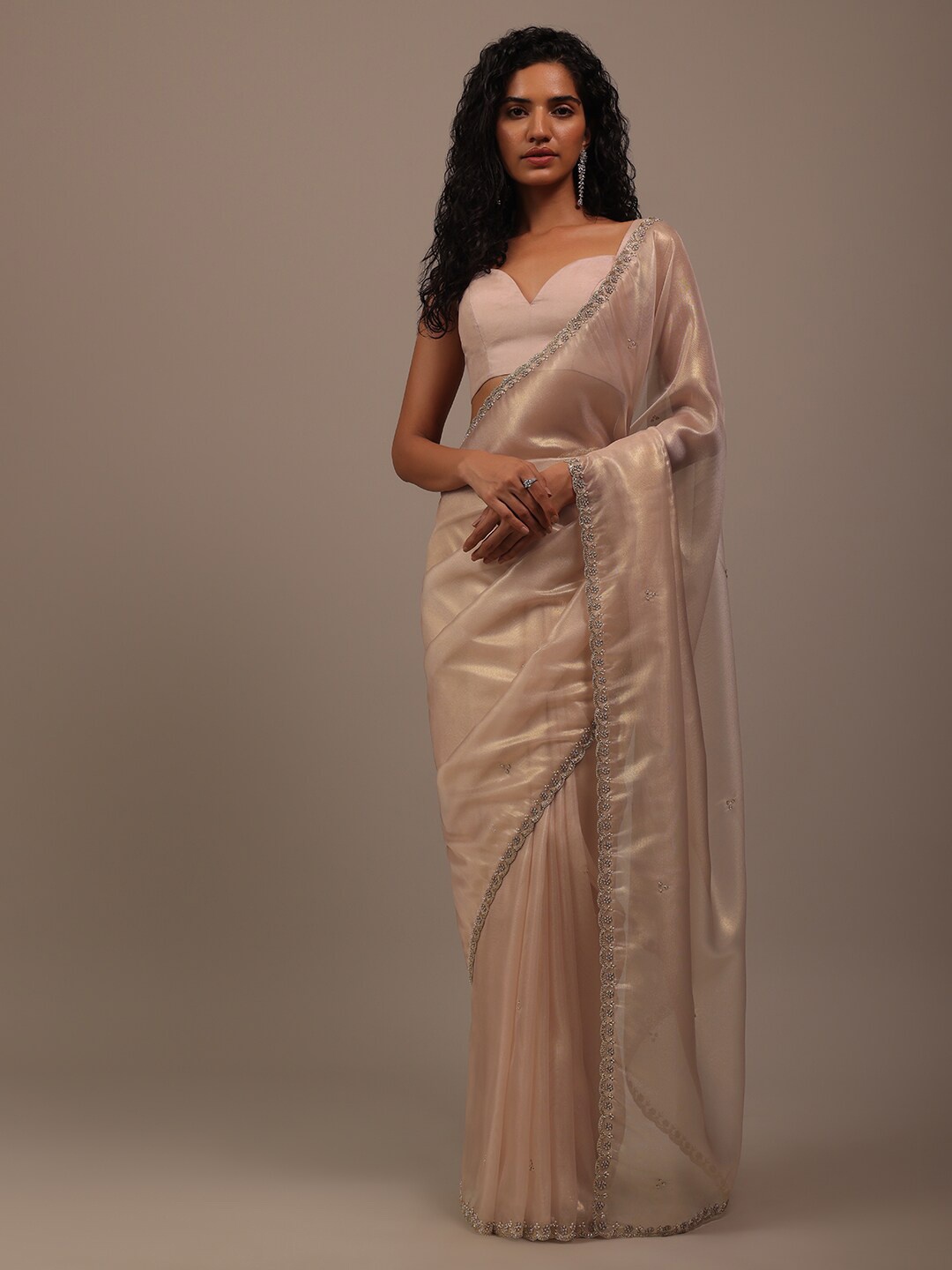 

KALKI Fashion Beads And Stones Embellished Tissue Saree, Gold