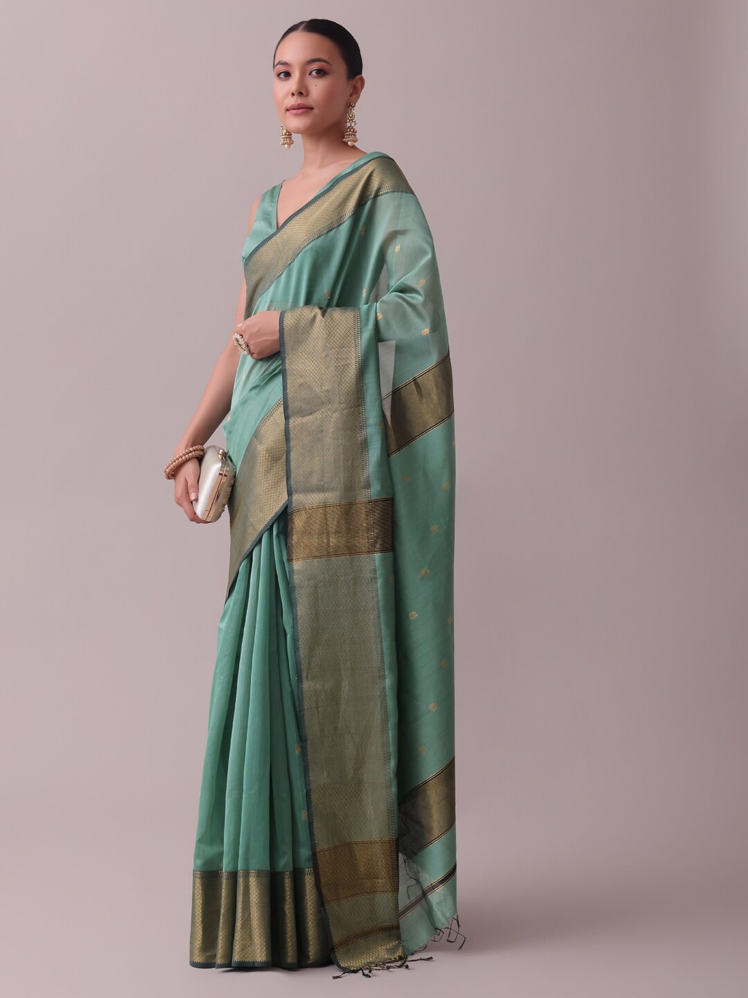 

KALKI Fashion Woven Design Zari Saree, Green