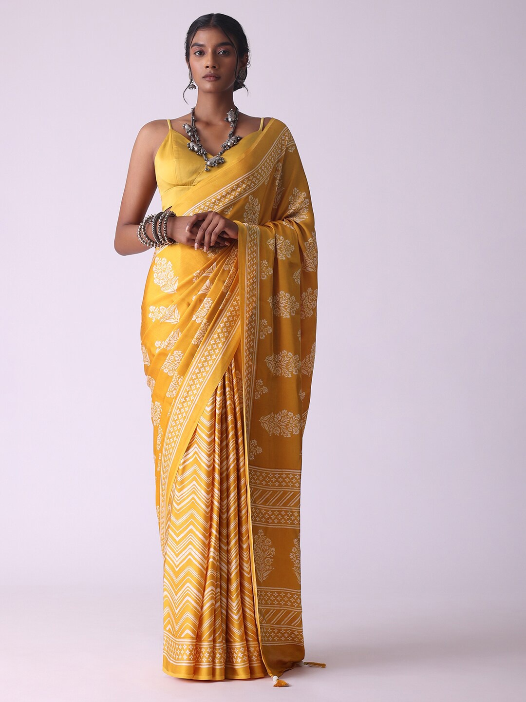 

KALKI Fashion Floral Pure Crepe Saree, Yellow