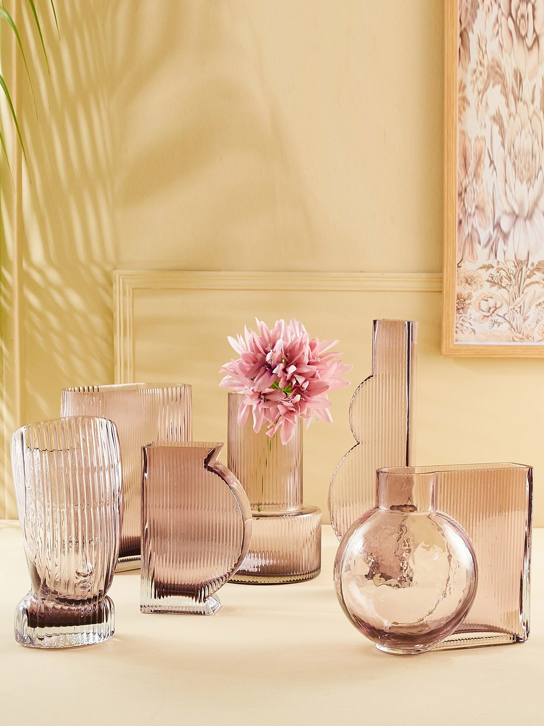

Home Centre Brian Coral-Colored Textured Glass Vase
