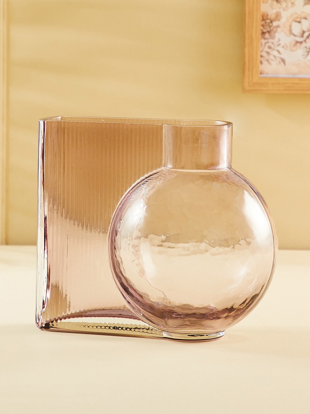 

Home Centre Brian Coral-Colored Textured Glass Vase