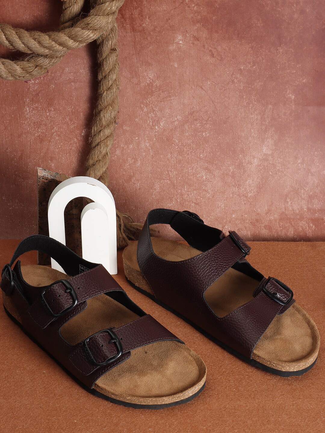 

Carlton London Men Textured Comfort Sandals, Brown