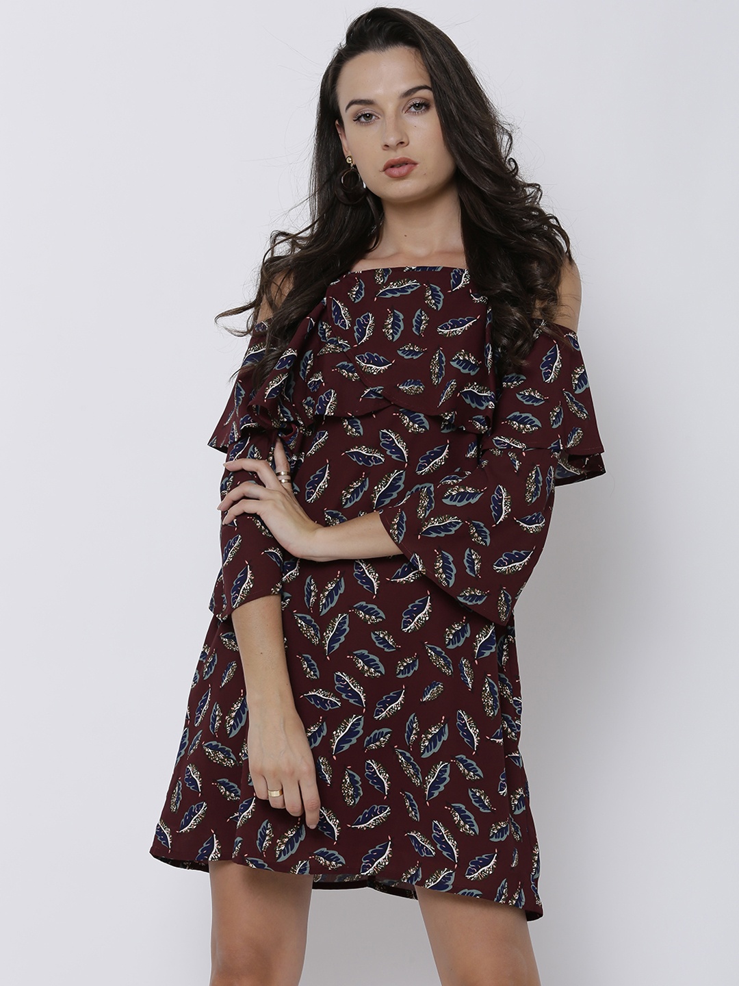 

Tokyo Talkies Women Maroon Printed A-Line Dress