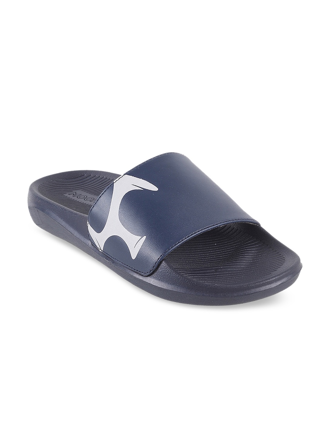 

Mochi Men Printed Sliders, Navy blue