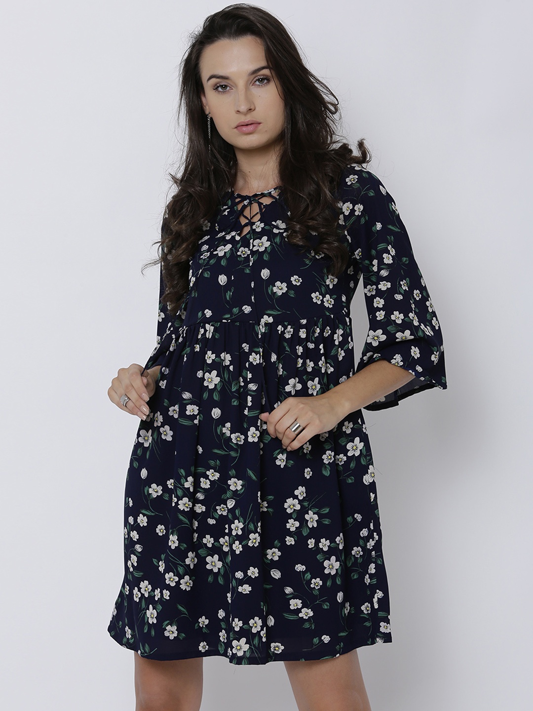 

Tokyo Talkies Women Navy Blue Printed A-Line Dress