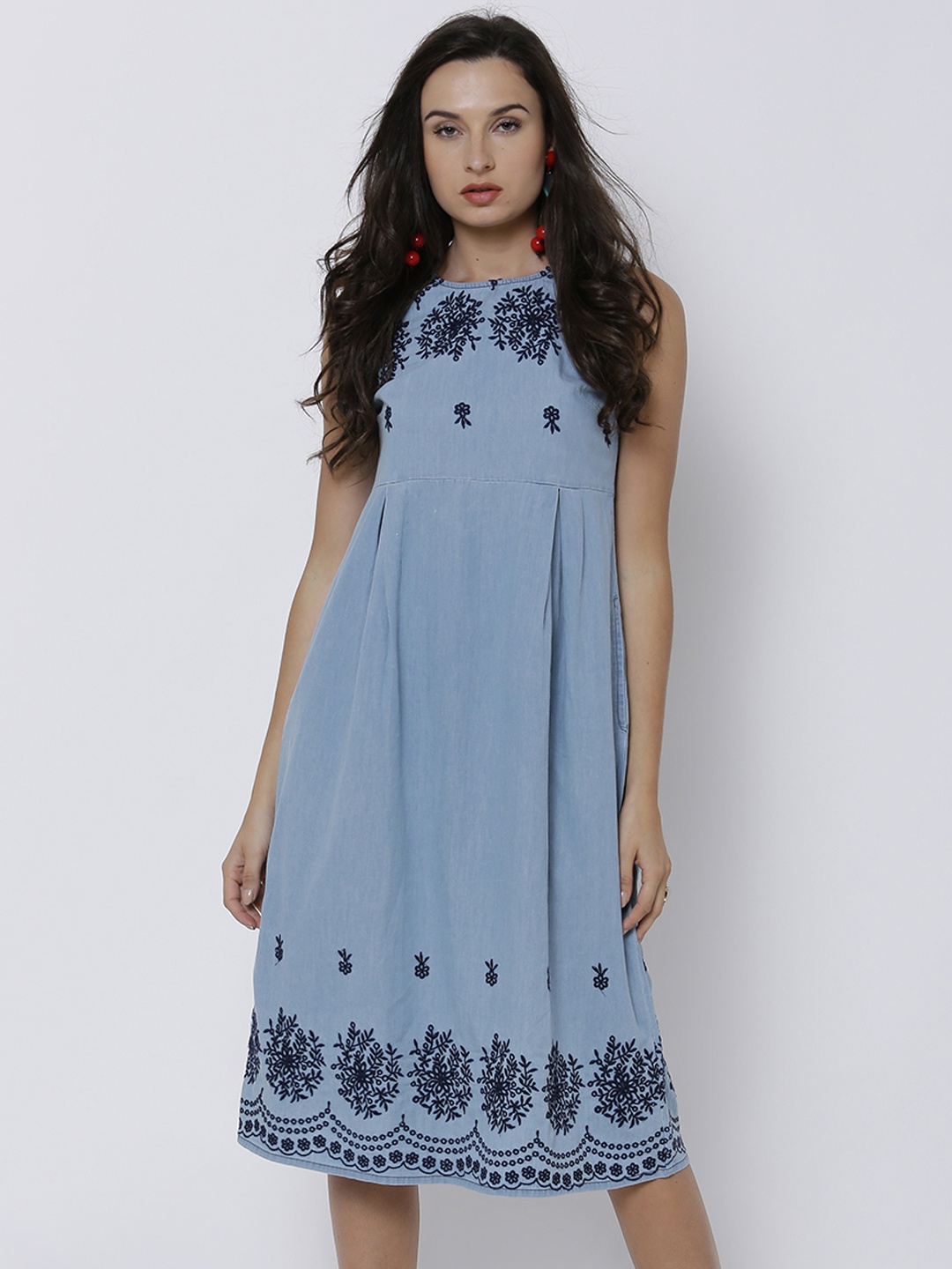 

Tokyo Talkies Women Blue Solid A-Line Dress