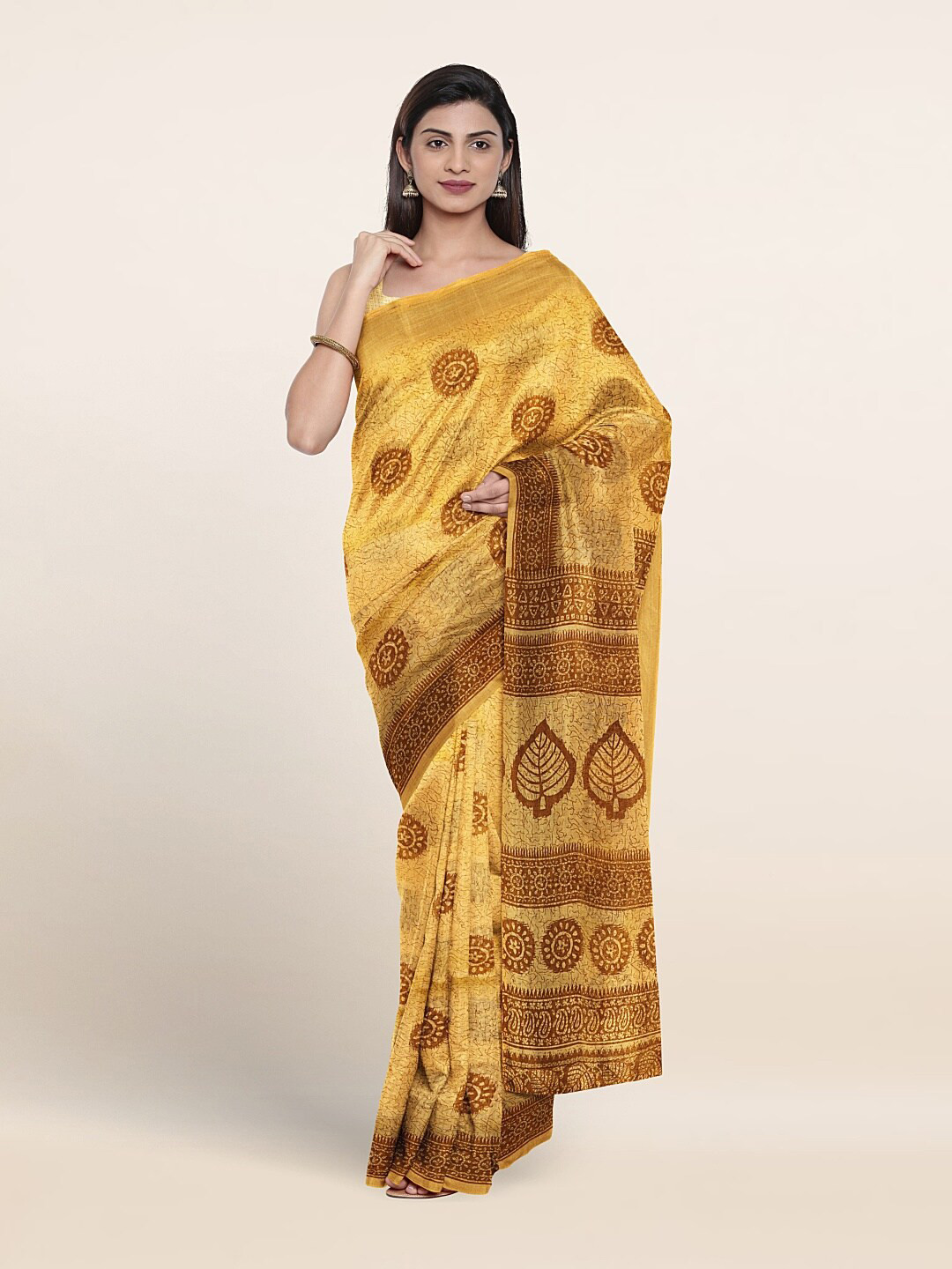 

Pothys Ethnic Motifs Printed Pure Cotton Saree, Yellow