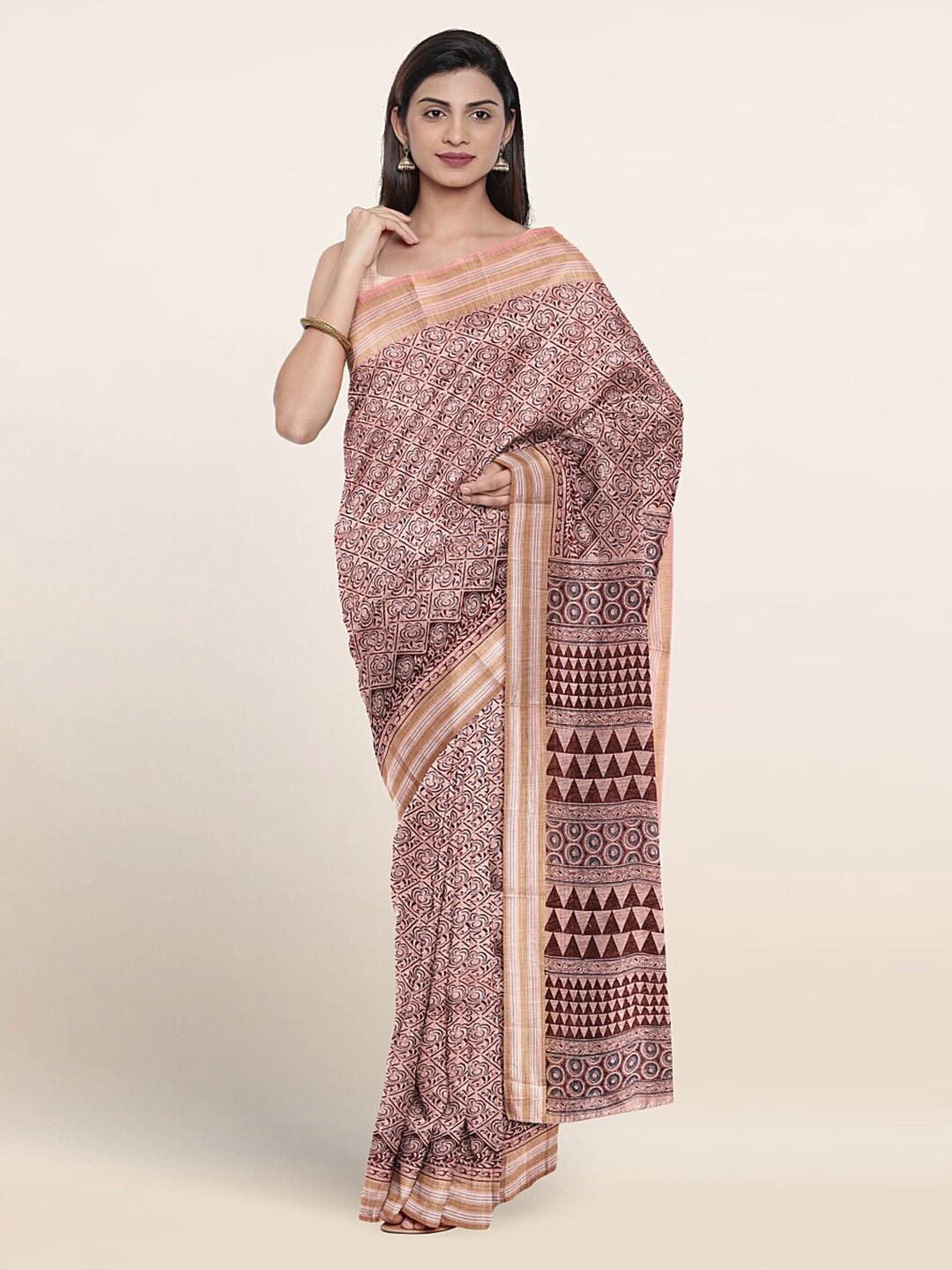 

Pothys Floral Printed Pure Cotton Saree, Pink