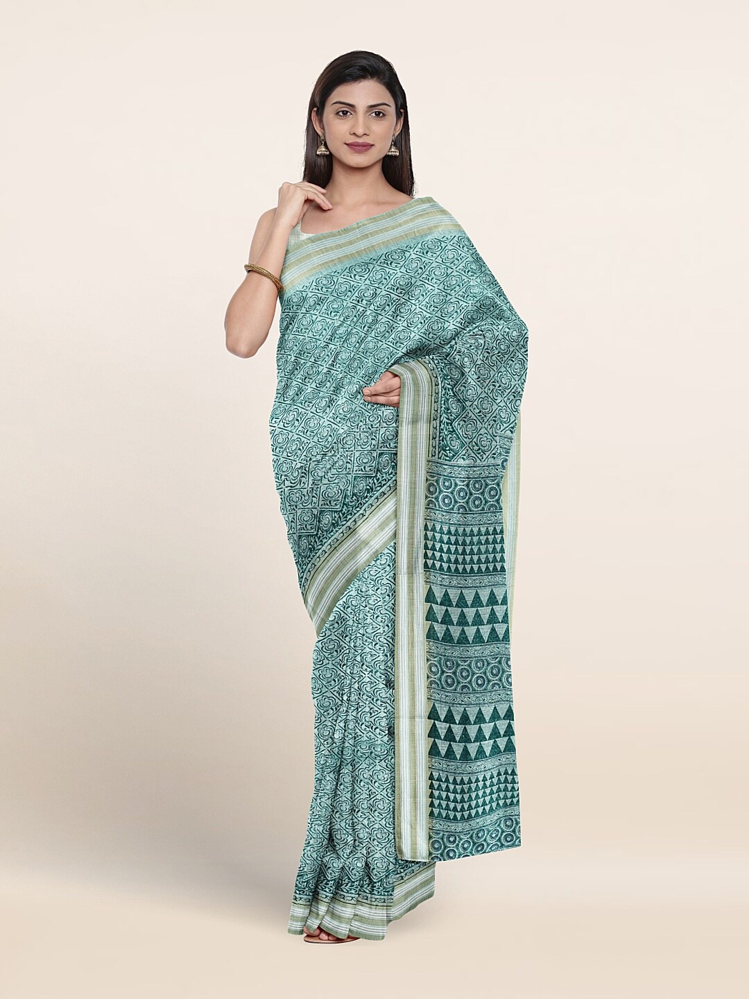 

Pothys Floral Printed Pure Cotton Saree, Blue