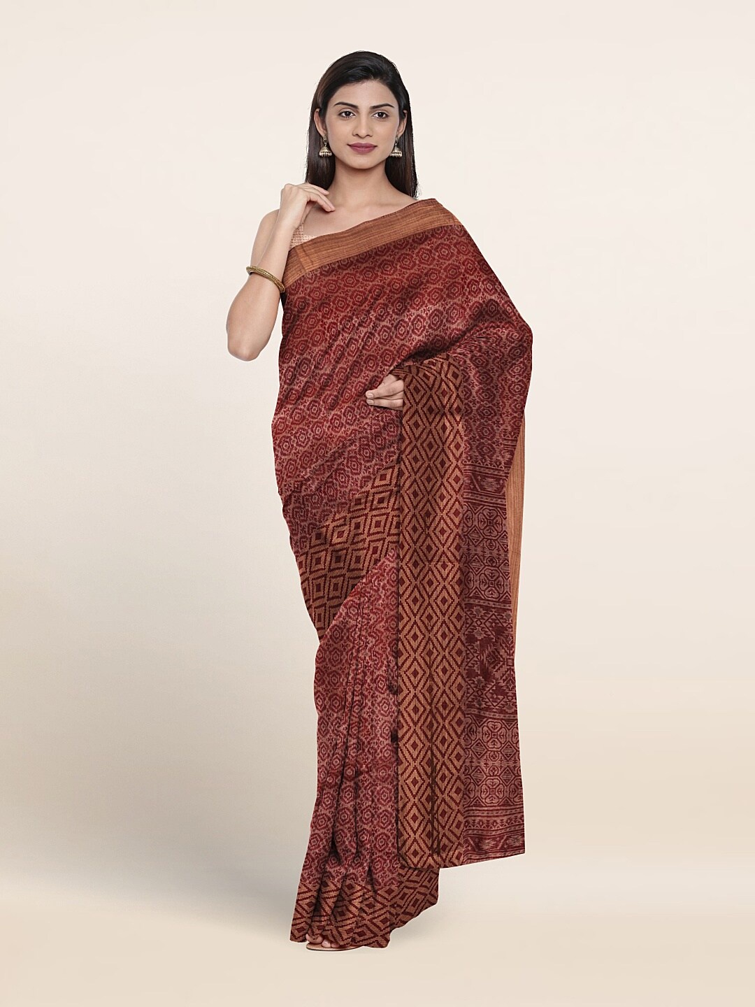 

Pothys Ethnic Motifs Printed Pure Cotton Saree, Maroon