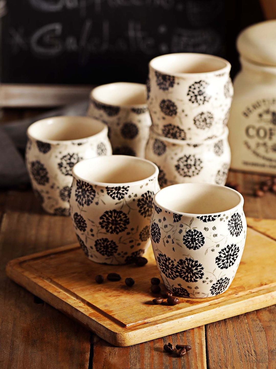 

MIAH Decor Off-White & Black 6-Pieces Printed Ceramic Kulladhs Set