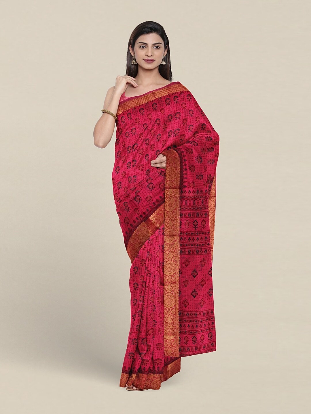 

Pothys Floral Printed Pure Cotton Saree, Pink