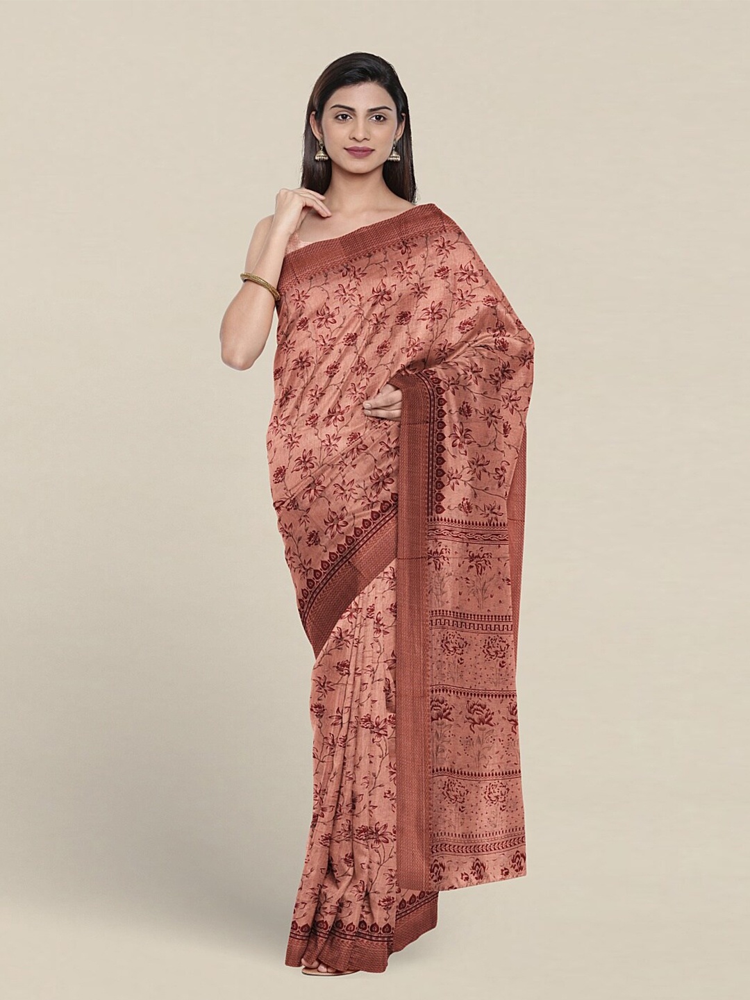 

Pothys Floral Printed Pure Cotton Saree, Pink