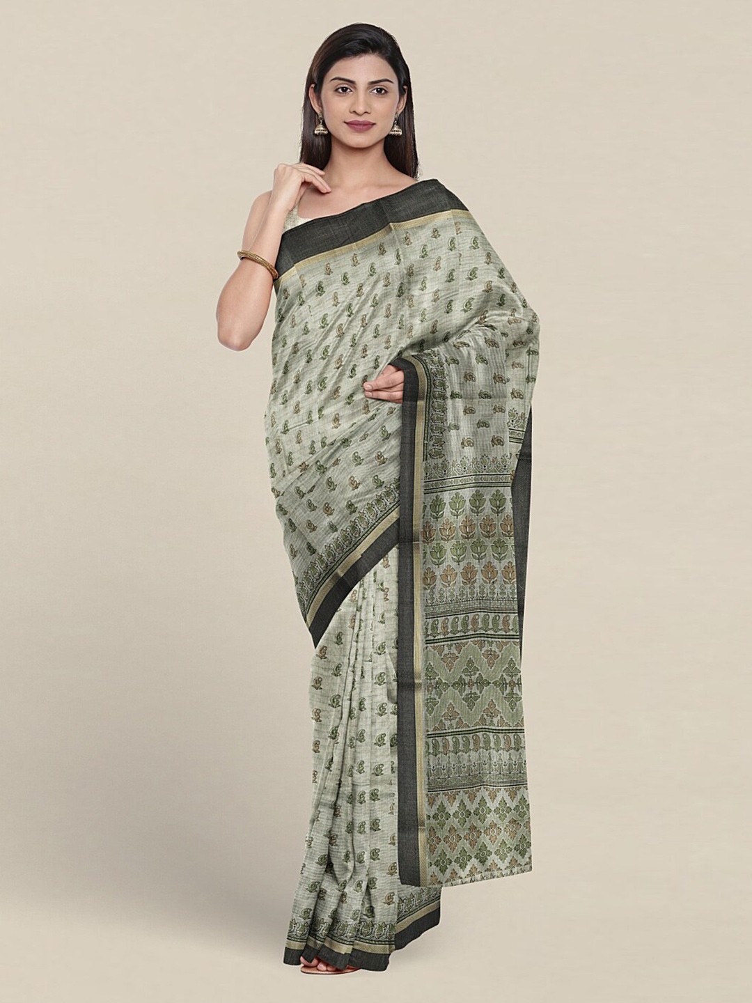 

Pothys Ethnic Motifs Printed Pure Cotton Saree, Green