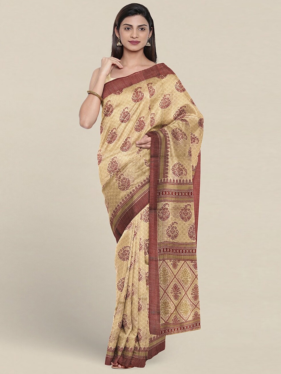 

Pothys Paisley Printed Pure Cotton Saree, Cream