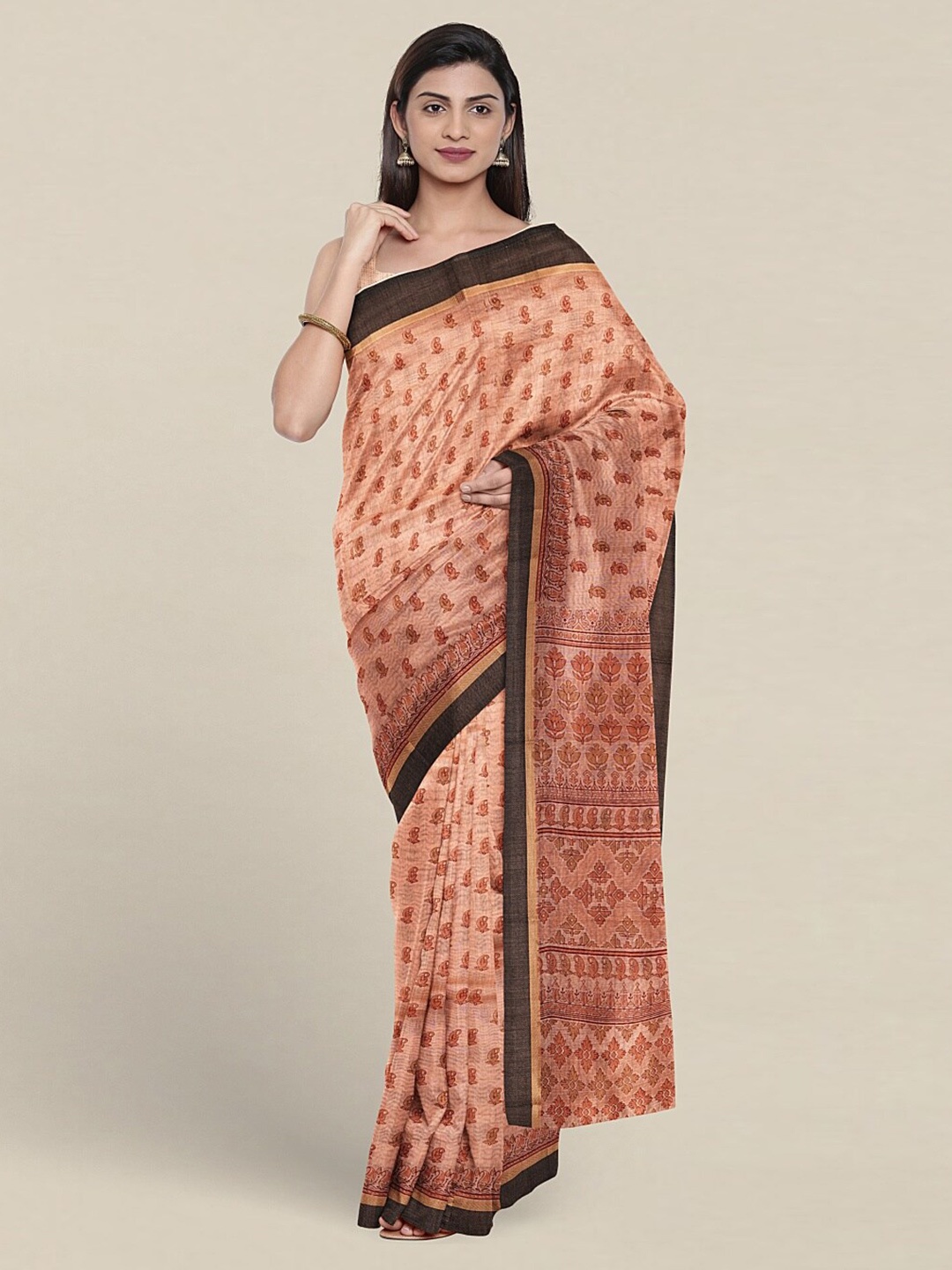 

Pothys Paisley Printed Pure Cotton Saree, Peach