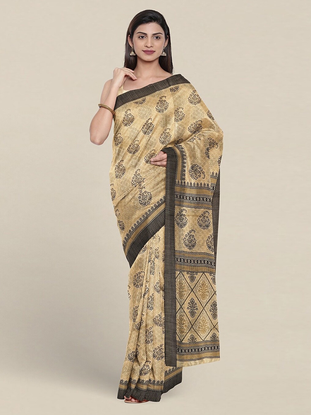 

Pothys Ethnic Motifs Printed Pure Cotton Saree, Cream