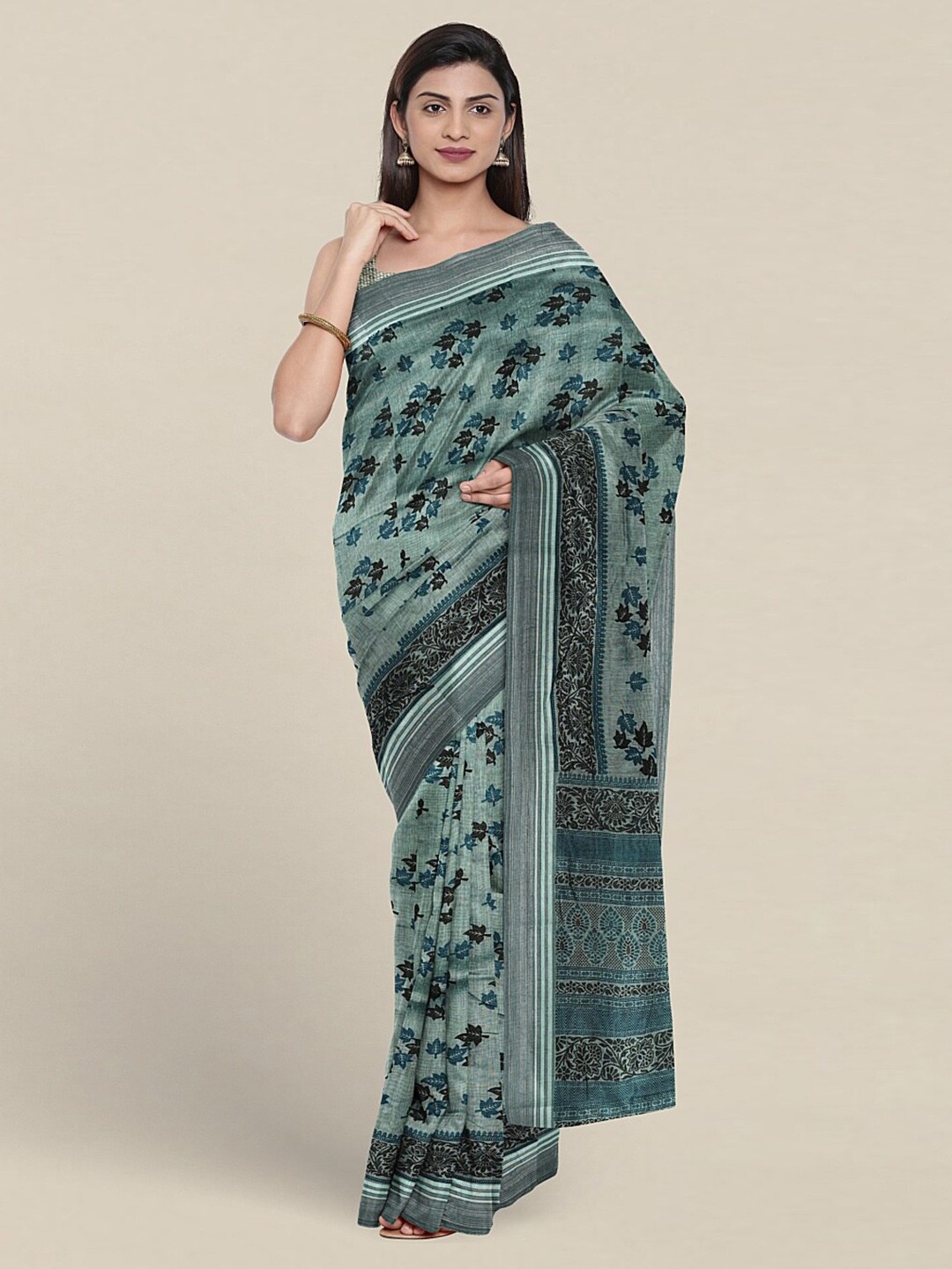 

Pothys Floral Printed Pure Cotton Saree, Blue