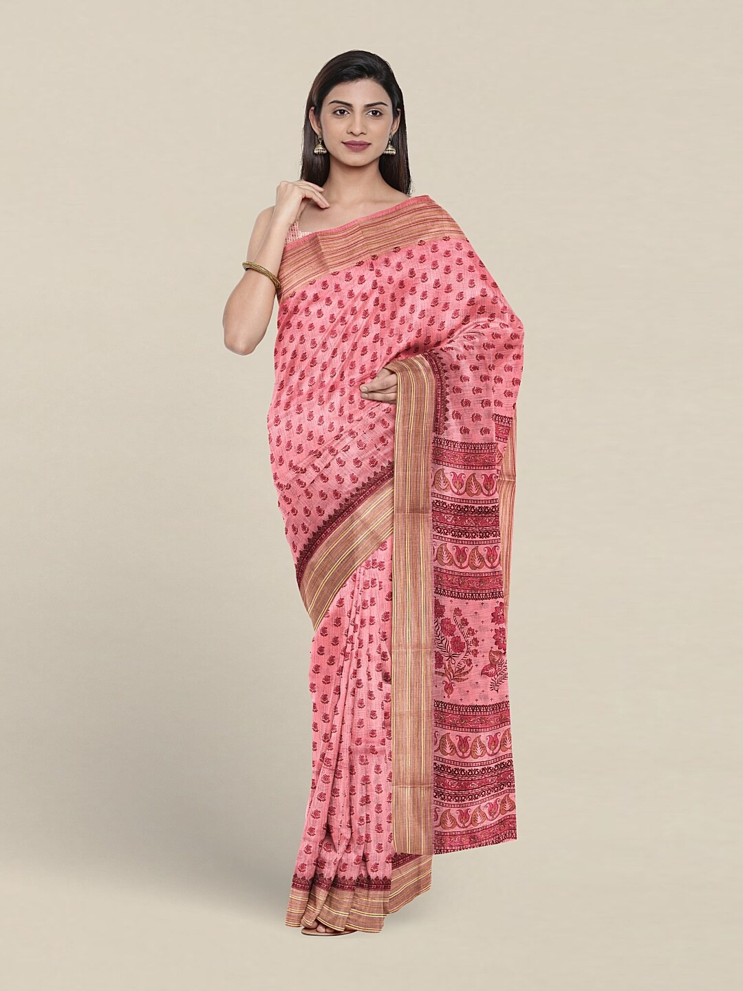 

Pothys Paisley Printed Pure Cotton Saree, Pink
