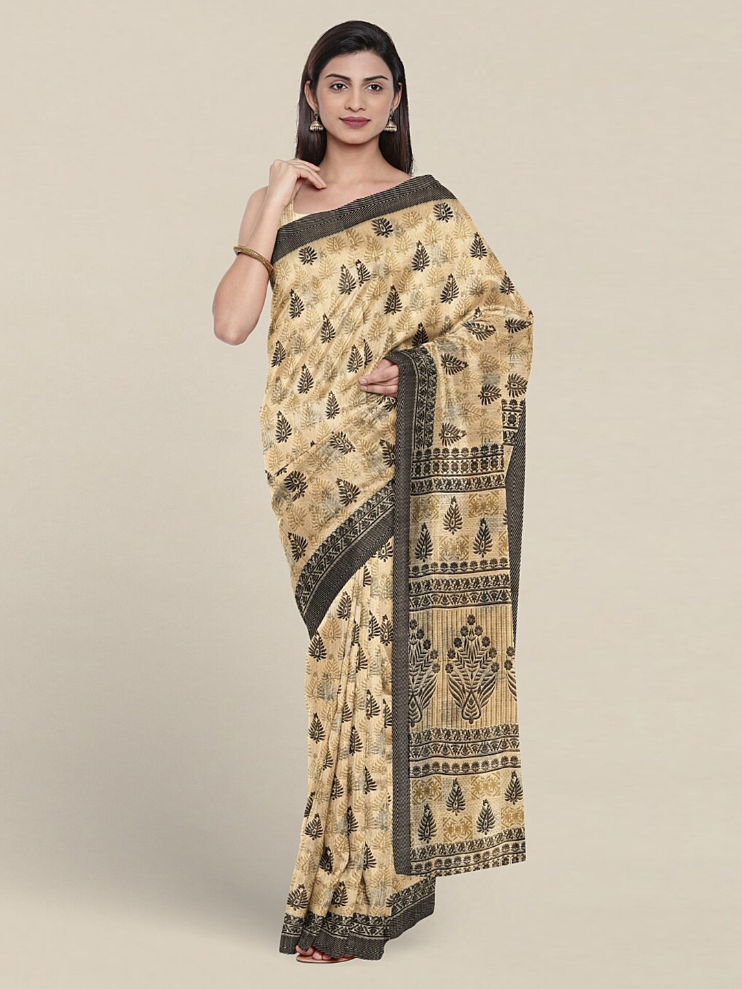 

Pothys Ethnic Motifs Printed Pure Cotton Saree, Cream