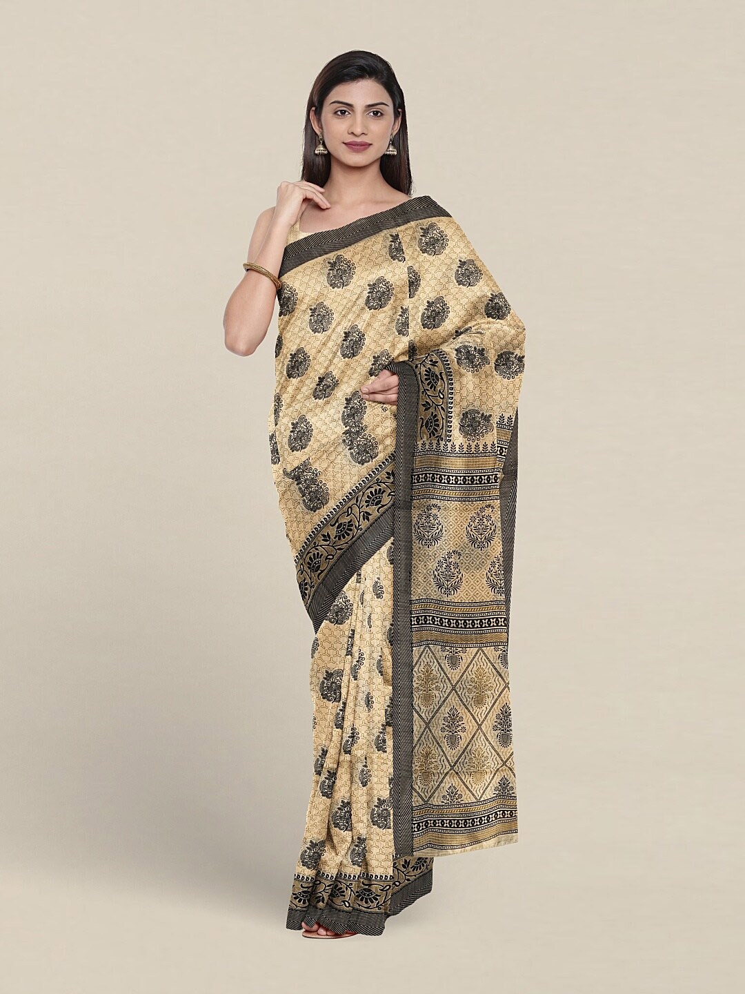 

Pothys Ethnic Motifs Printed Pure Cotton Saree, Cream