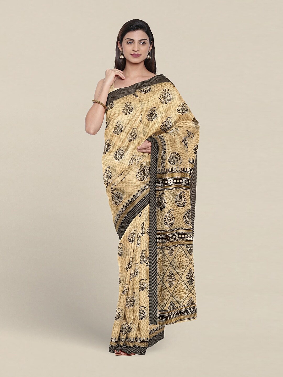 

Pothys Ethnic Motifs Printed Pure Cotton Saree, Cream