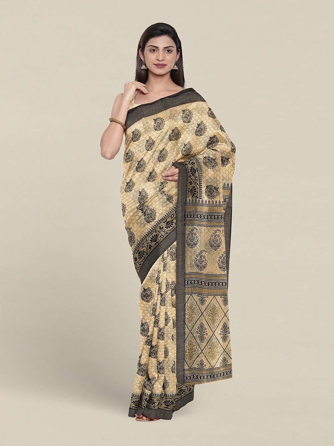

Pothys Ethnic Motifs Printed Pure Cotton Saree, Cream