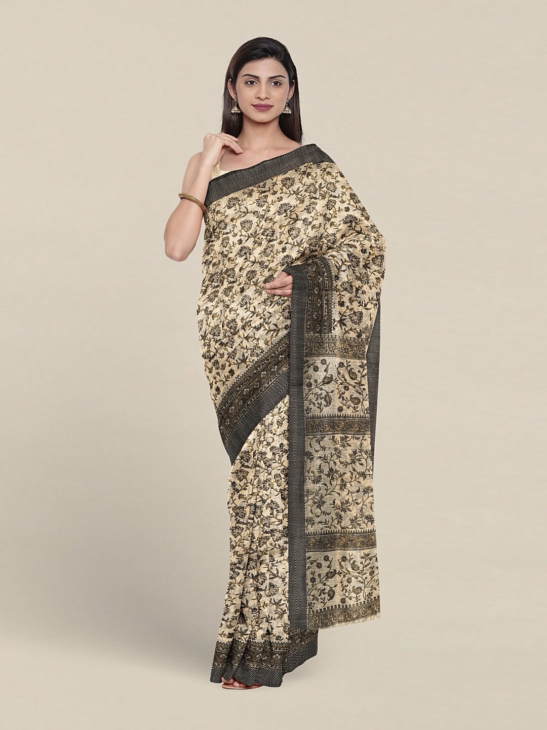 

Pothys Ethnic Motifs Printed Pure Cotton Saree, Cream