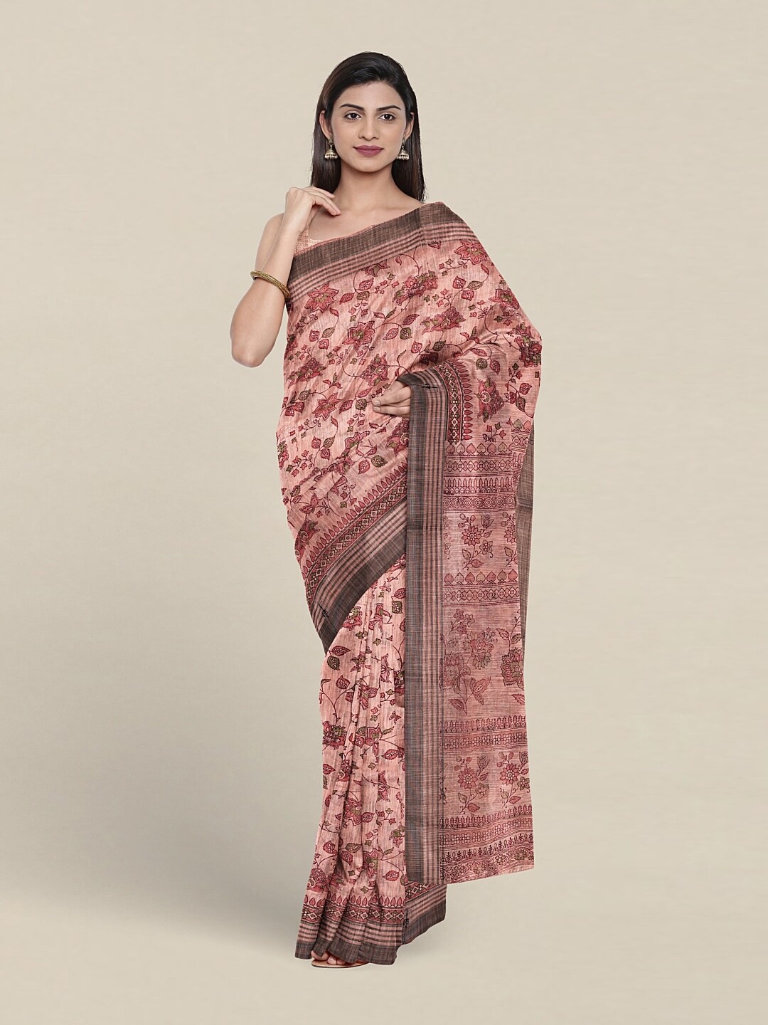 

Pothys Floral Printed Pure Cotton Saree, Pink