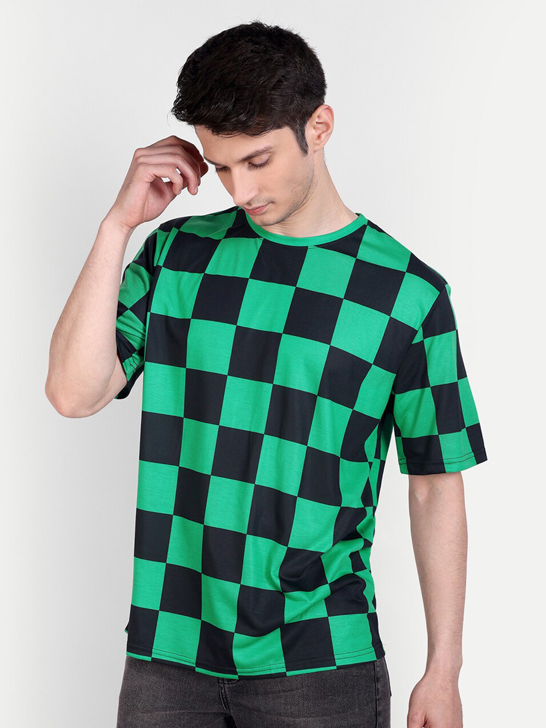 

Fans Army Oversized Geometric Printed T-shirt, Green