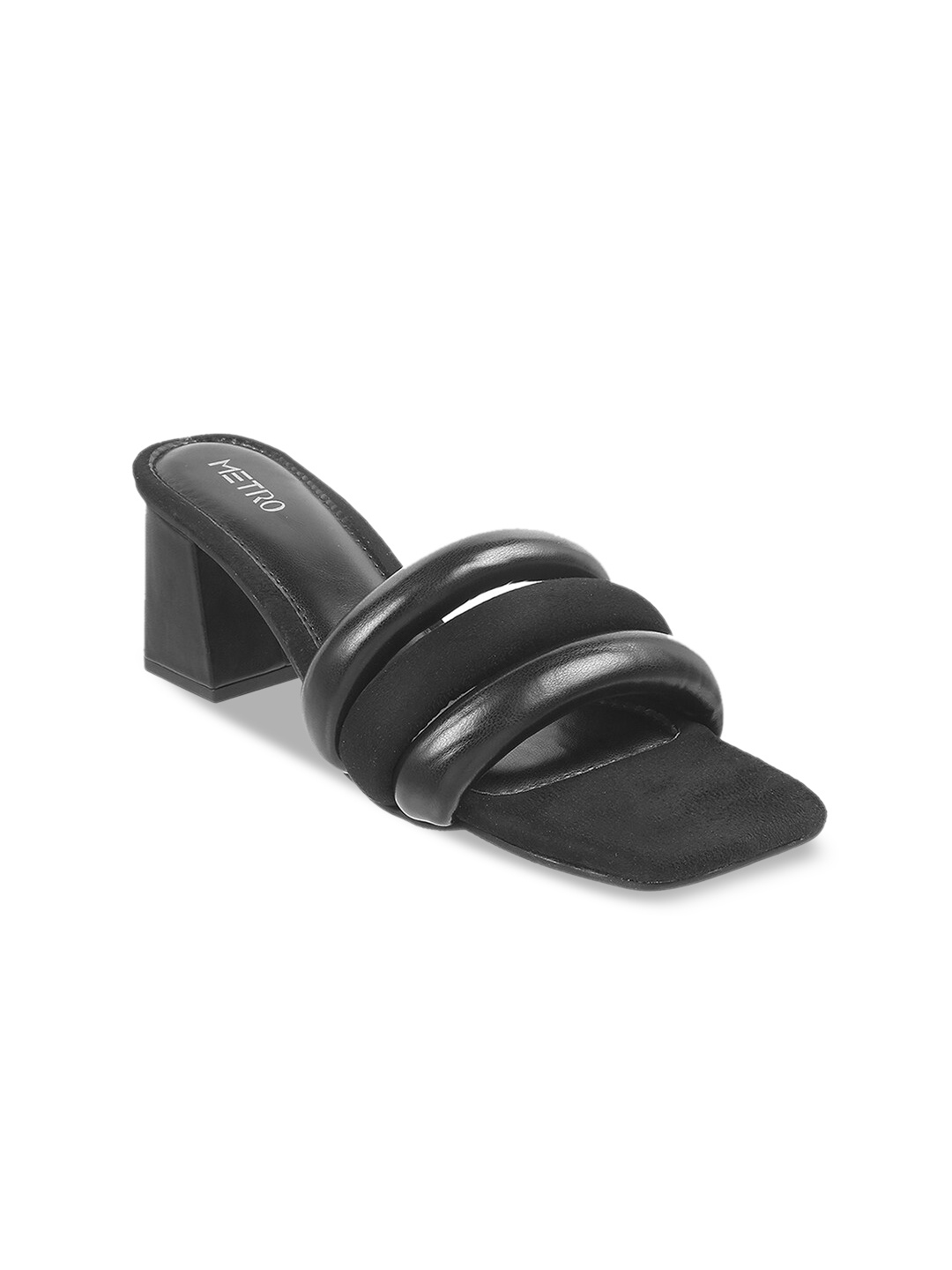 

Metro Open Toe Block Heels, Black