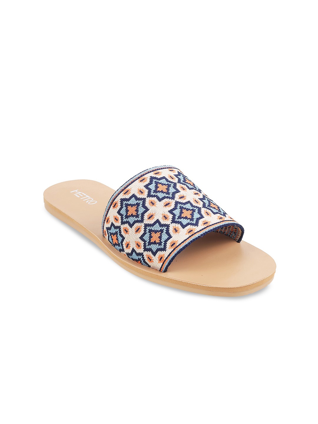 

Metro Printed Open Toe Flats, Blue