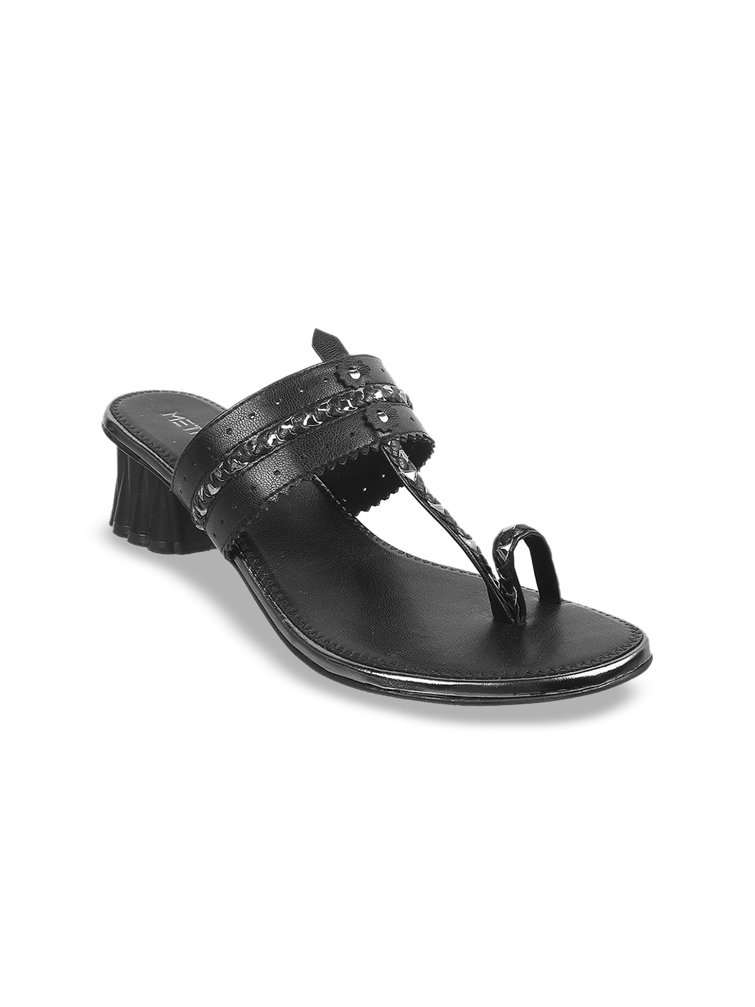 

Metro Braided One Toe Block Heels, Black