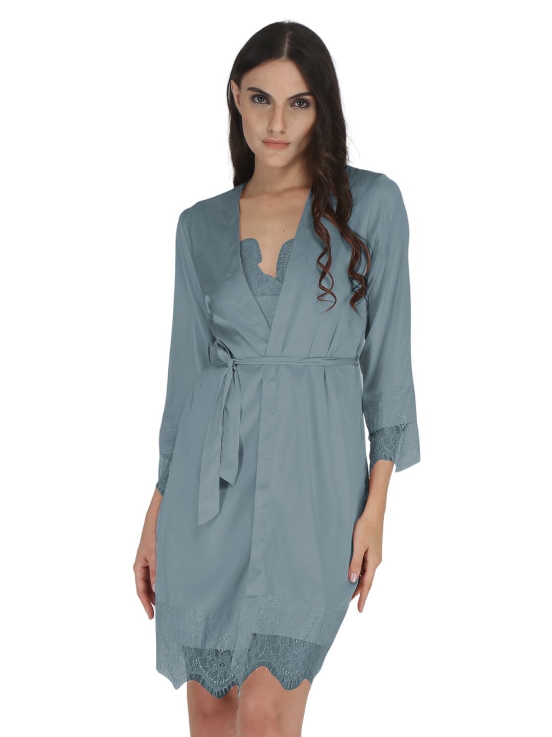 

EZLOOT Two-Piece Baby Doll With Robe, Grey