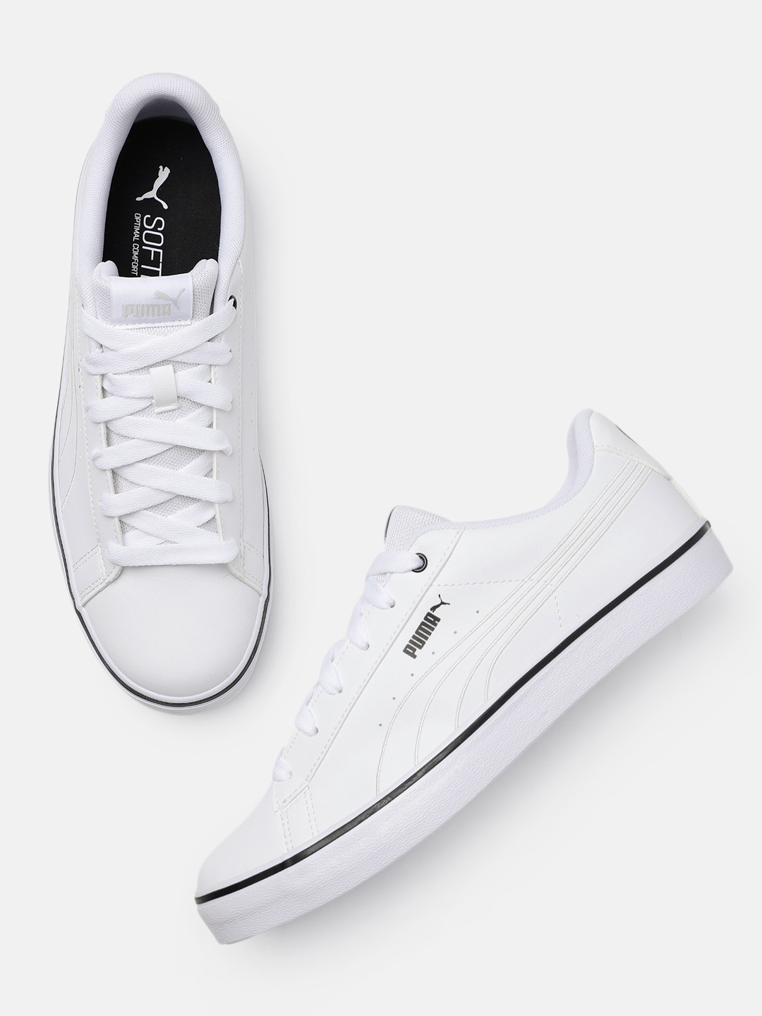 

Puma Unisex V Court Vulc EB Sneakers With Minimal Perforations Detail, White