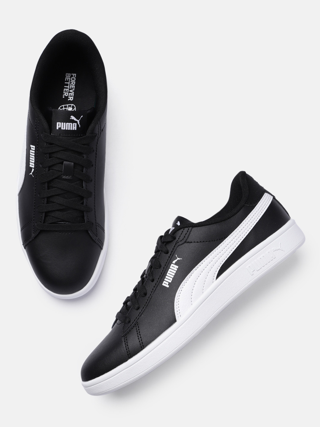 

Puma Unisex Solid Smash 3.0 Leather Sneakers, Black