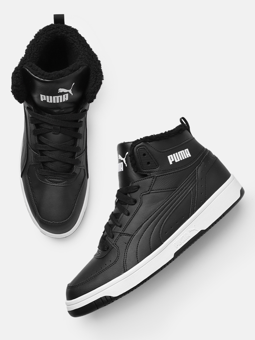 

Puma Unisex Perforations Rebound Joy Fur Mid-Top Sneakers, Black