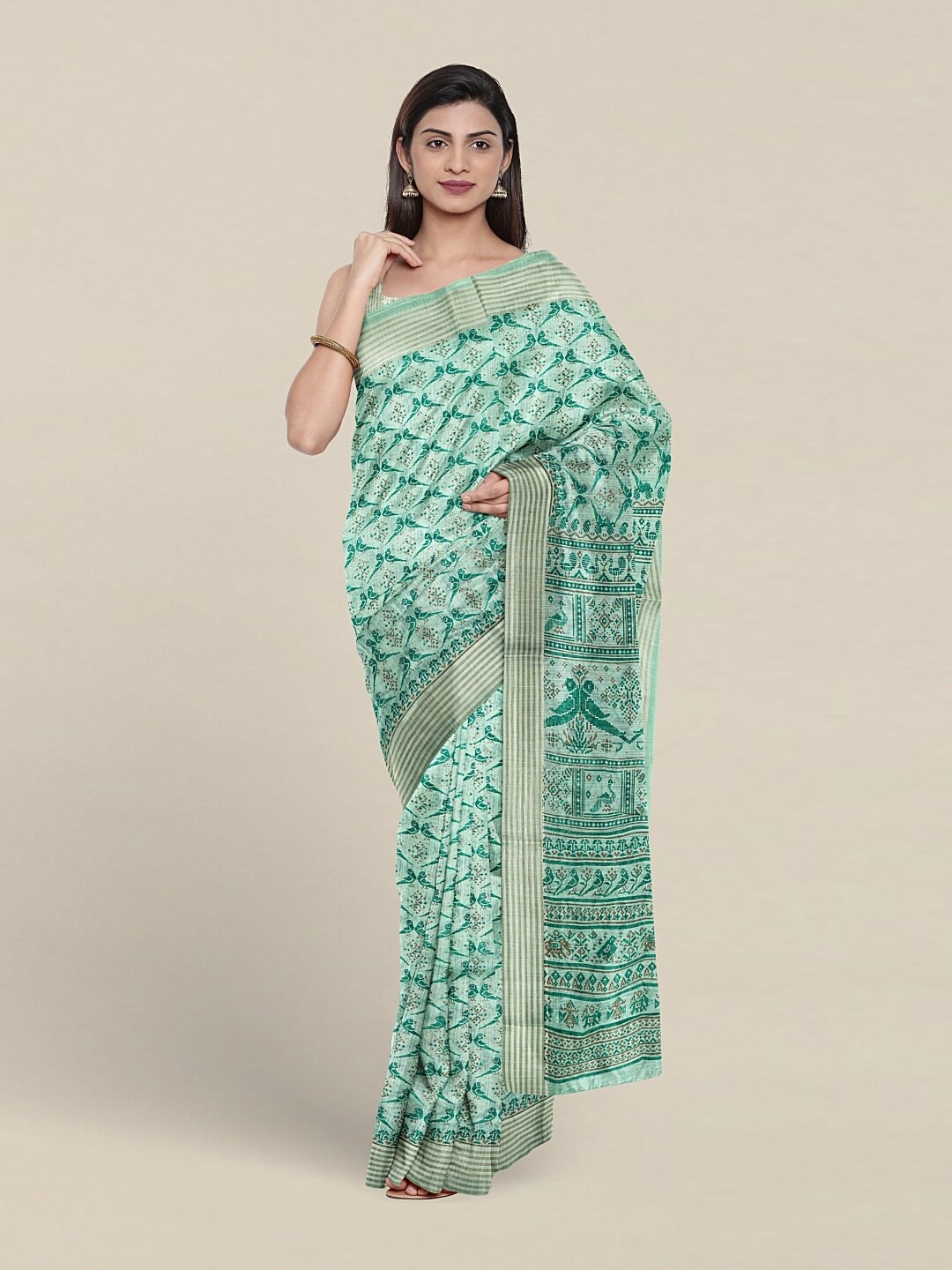 

Pothys Ethnic Motifs Printed Pure Cotton Saree, Green