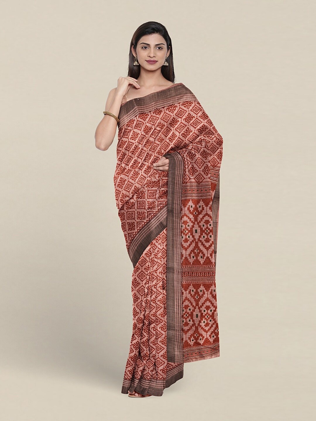 

Pothys Ethnic Motifs Printed Pure Cotton Saree, Rust