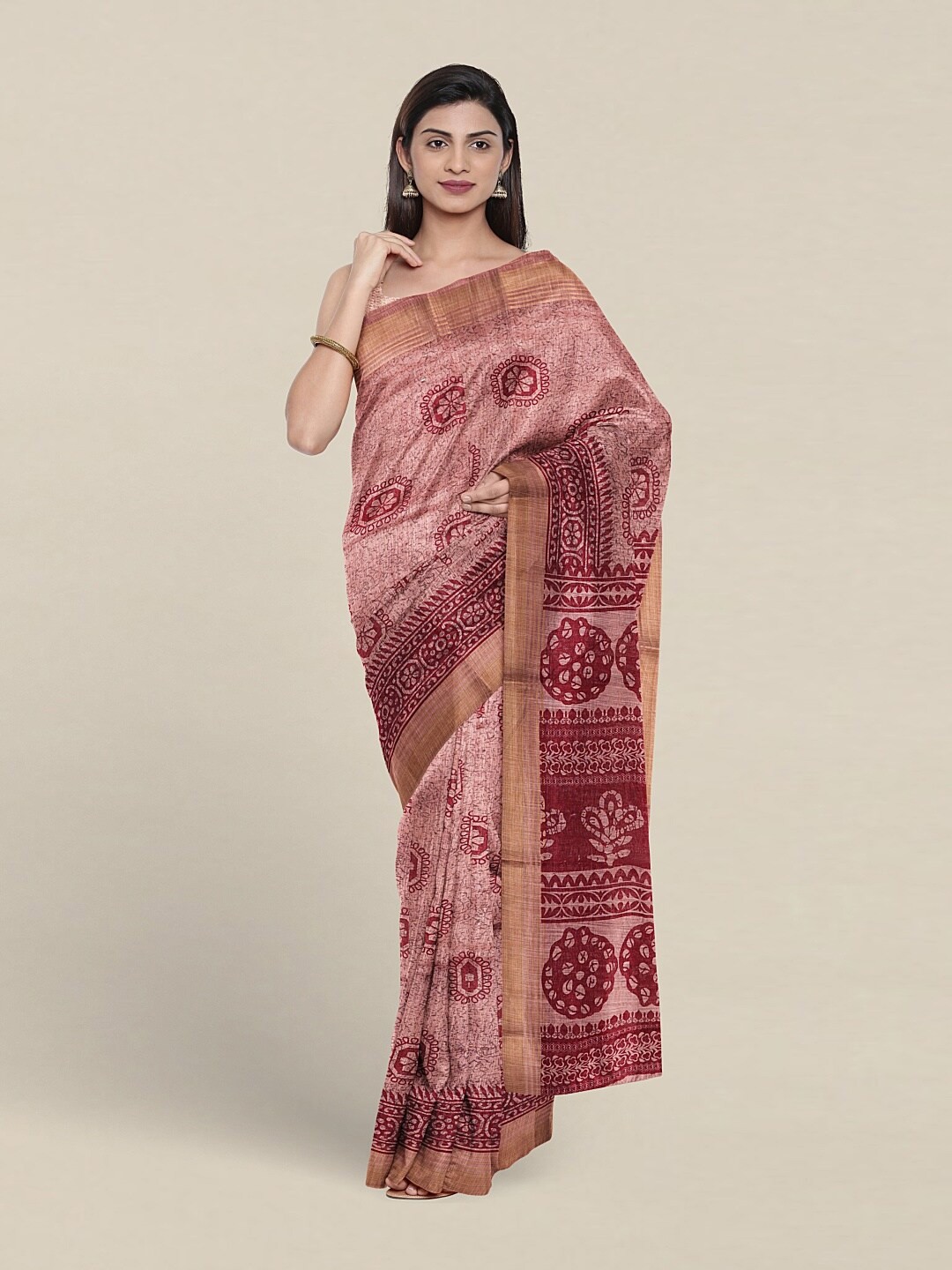 

Pothys Floral Printed Pure Cotton Saree, Pink