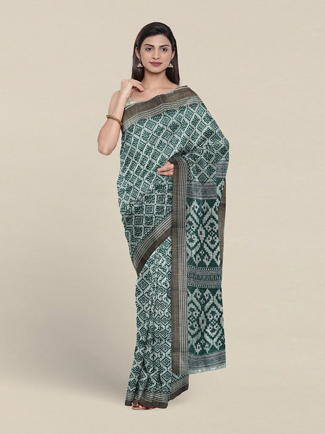 

Pothys Abstract Printed Pure Cotton Saree, Green
