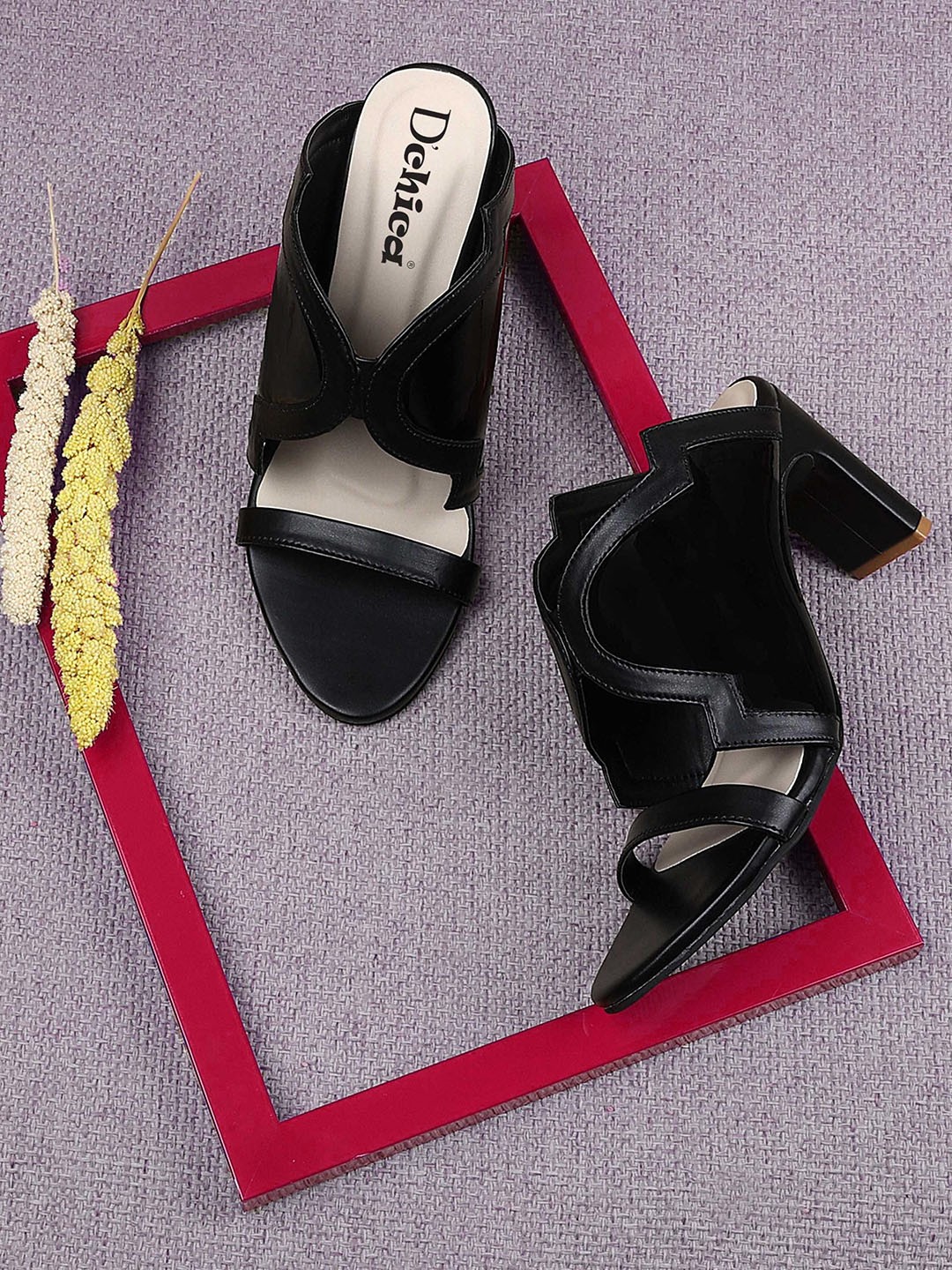 

DChica Open Toe Slim Heels, Black