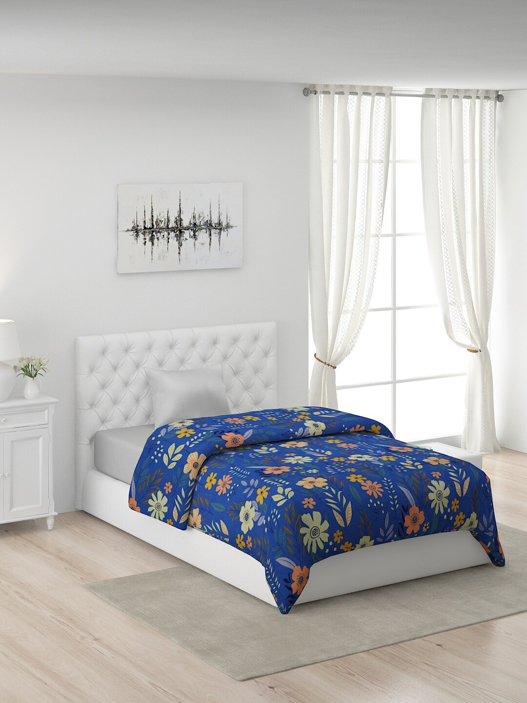 

Nivasam Blue Floral AC Room 120 GSM Single Bed Comforter