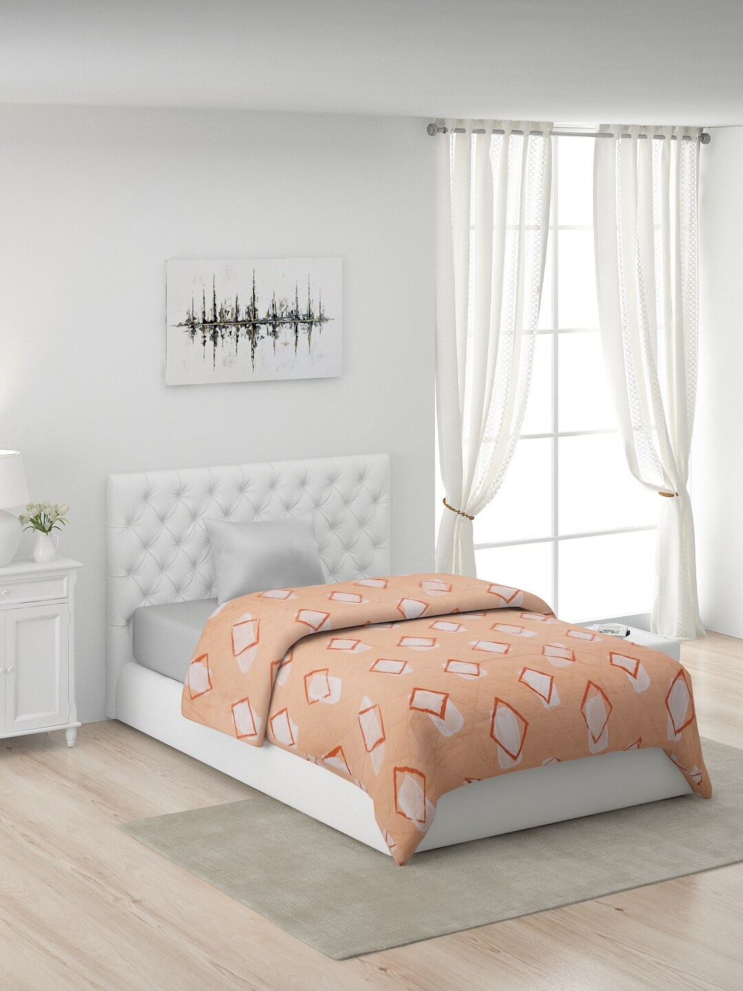 

Nivasam Peach-Coloured & White AC Room 120 GSM Single Bed Comforter