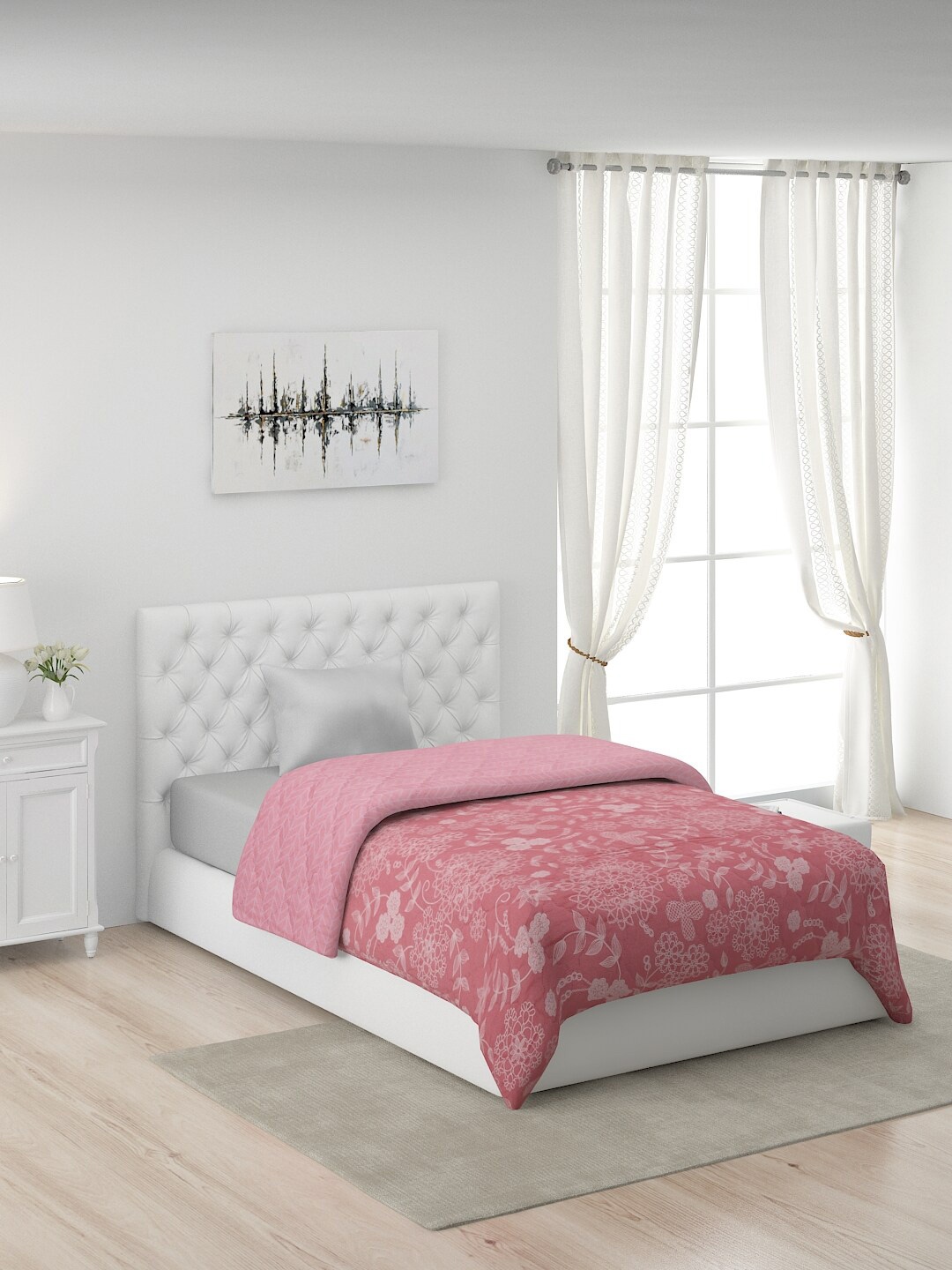 

Nivasam Pink Floral AC Room 120 GSM Single Bed Comforter