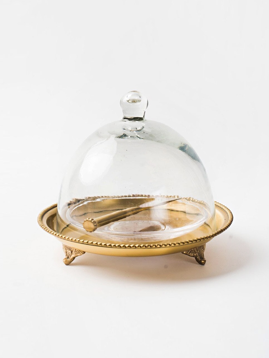 

Fabindia Gold Toned & Transparent 2 Pieces Brass Paridhi Butterdish Set