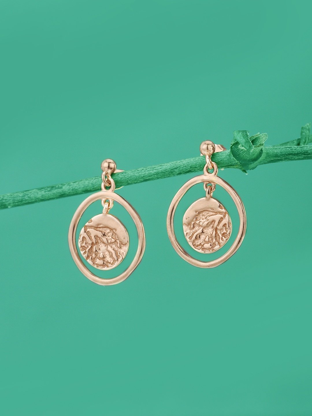 

Carlton London 18Kt Rose Gold Plated Circular Drop Earrings