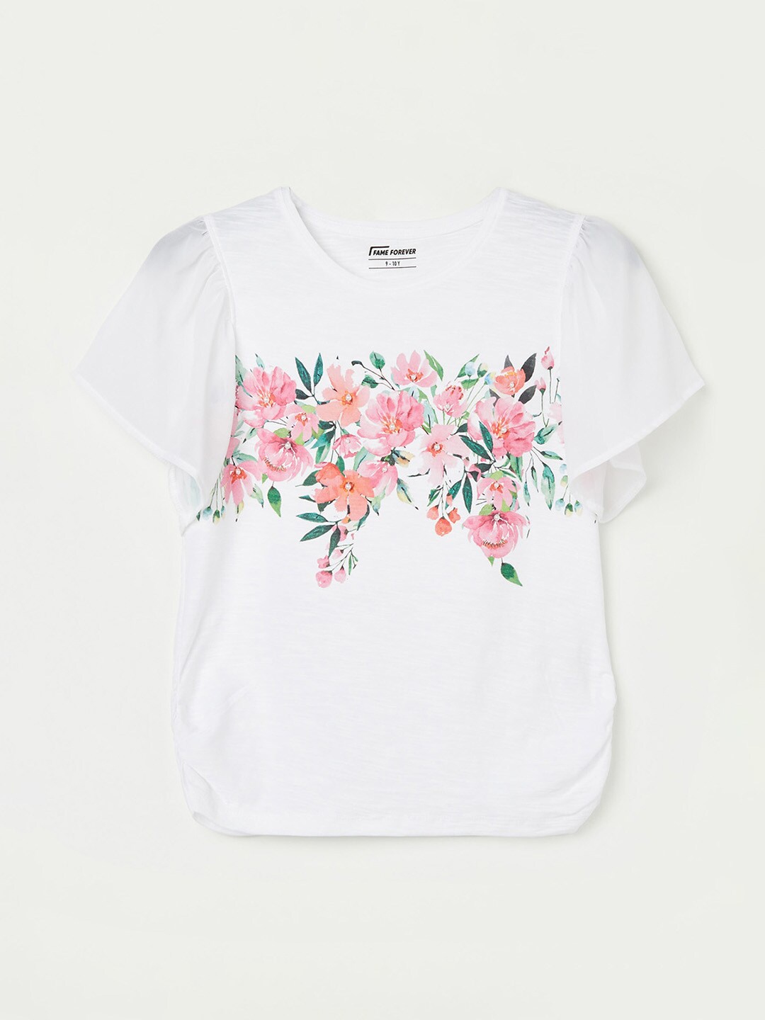 

Fame Forever by Lifestyle Girls Floral Printed Round Neck T-Shirt, White