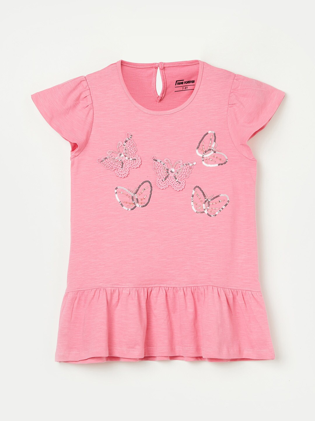 

Fame Forever by Lifestyle Girls Embellished Round Neck T-Shirt, Pink