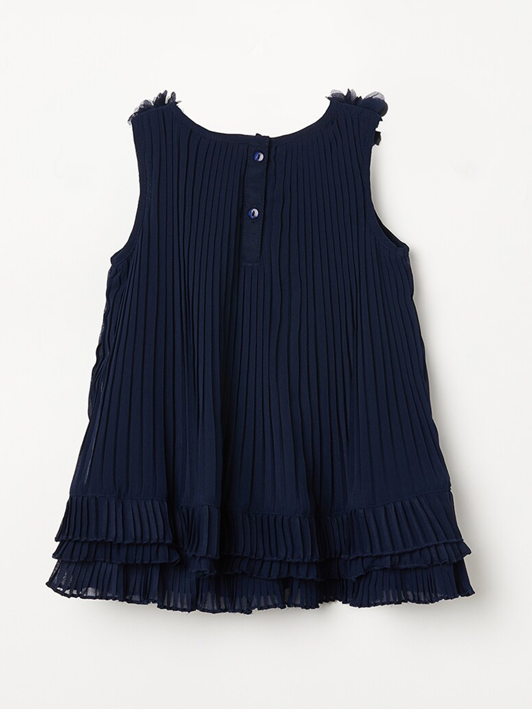 

Juniors by Lifestyle Girls Round Neck Corsage Detailed A-Line Dress, Blue